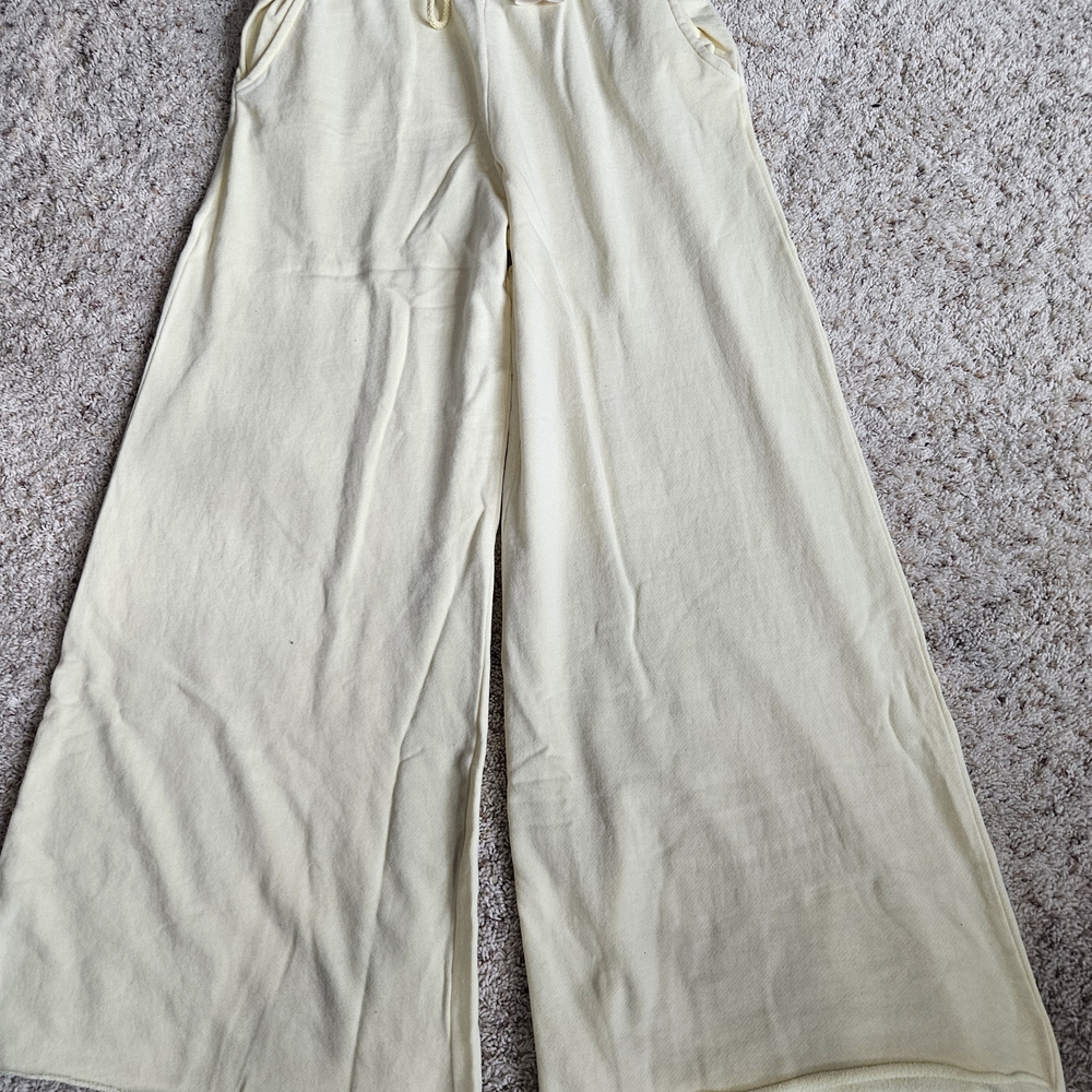 Wide Leg Women’s Pants in Pale Yellow